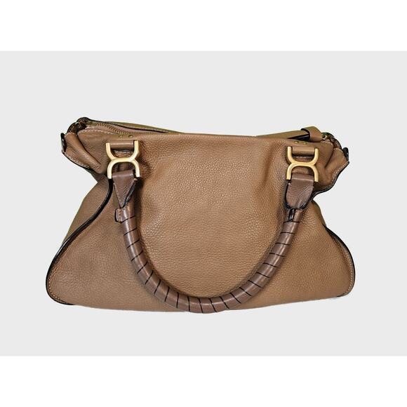 Authentic CHLOE Calfskin Marcie Large Double Carry Satchel: light tan/tan color - Picture 2 of 16